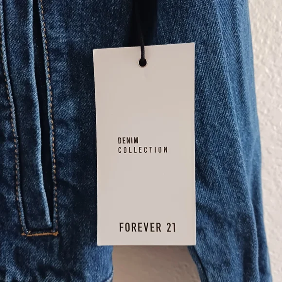 Forever‎ 21 Navy Denim Jacket With Patches - Picture 3 of 6